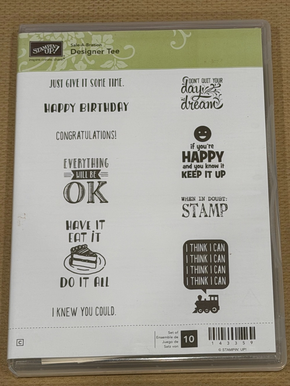 Stampin' Up! Designer Tee Sentiment Stamp Set - Black and Green